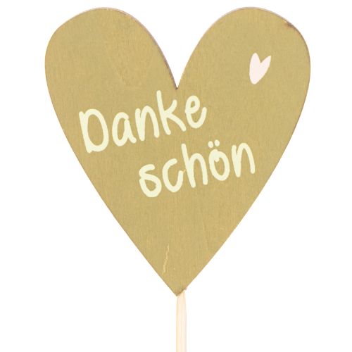 Dekostecker Herz Holz 31cm Danke-Schön Aufdruck 12 Stück | Floristik21.de