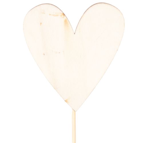 Herzstecker aus Holz mit Schriftzug "Für Dich" 31 cm, Natur, Rosa, Weiß, 12 Stück | Floristik21.de