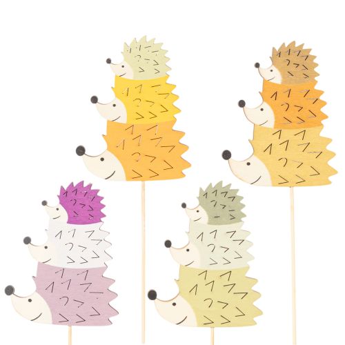 Artikel Deko-Stecker Holz Igel-Familie 34cm 12 Stück bunt für Innen und Außen