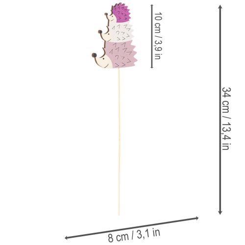 Artikel Deko-Stecker Holz Igel-Familie 34cm 12 Stück bunt für Innen und Außen