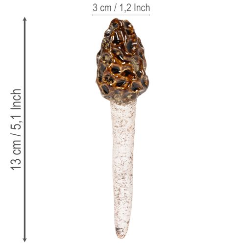 Künstlicher Morchel-Pilz Stecker Keramik 13cm Braun 2 Stück | Floristik21.de