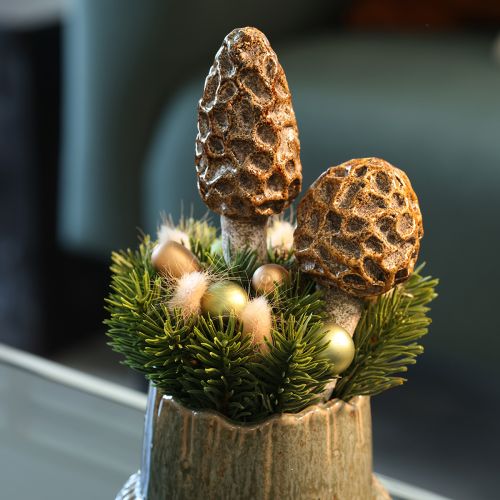 Künstlicher Morchel-Pilz Stecker Keramik 13cm Braun 2 Stück | Floristik21.de
