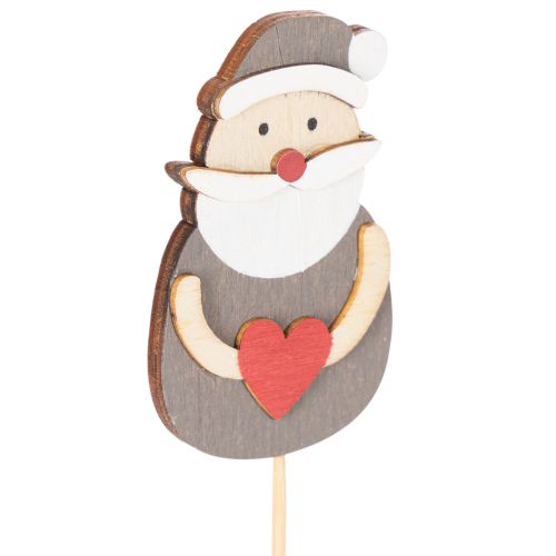Dekostecker Weihnachtsmann Holz 31cm Rot Weiß Grau 12 Stück Innenbereich | Floristik21.de