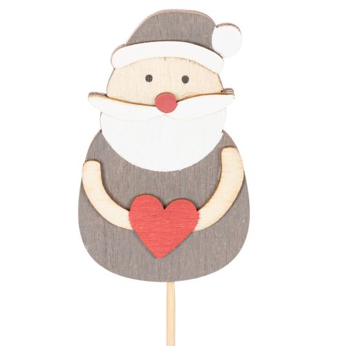 Dekostecker Weihnachtsmann Holz 31cm Rot Weiß Grau 12 Stück Innenbereich | Floristik21.de
