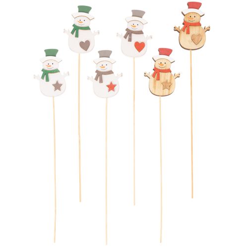 Holzstecker Schneemann 31cm bunt natur 12er-Set für Blumengestecke und Innenraumdeko | Floristik21.de
