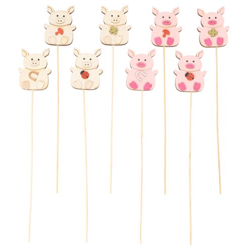 Dekostecker Holz Schweinchen 31cm 16-teilig mehrfarbig | Floristik21.de
