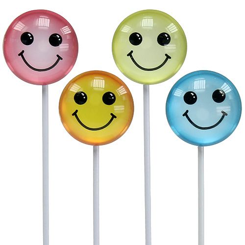 Deko Smiley am Stab bunt sortiert 3,5cm 8St Deko Smiley am Stab bunt sortiert 3,5cm 8St