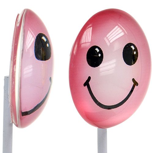 Deko Smiley am Stab bunt sortiert 3,5cm 8St