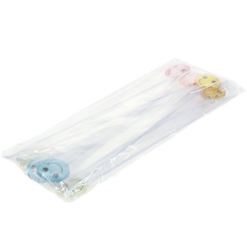 Deko Smiley am Stab bunt sortiert 3,5cm 8St