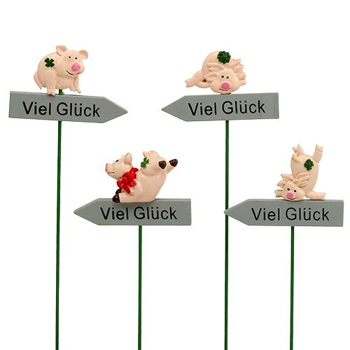 Floristik21 Stecker mit Spruch „Viel Glück“ 5cm x 7cm L23cm 12St