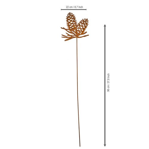 Zapfenstecker Metall 96cm Rostoptik Tannenzapfen-Motiv Außenbereich | Floristik21.de