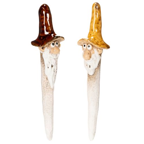 Dekofigur Zwerg zum Stecken Keramik 16cm Mehrfarbig 2 Stück