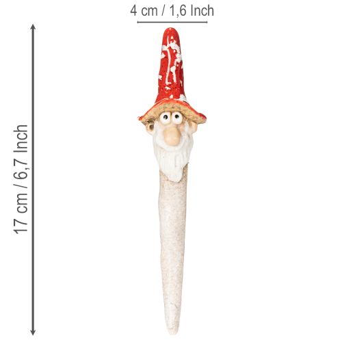 Keramik Gartenstecker Zwerge 17cm Rot mit Pilzhut 2er Set | Floristik21.de