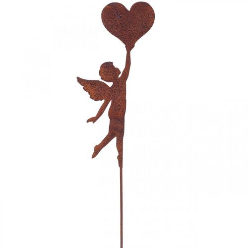 Floristik21 Gartenstecker Rost Engel mit Herz Deko Valentinstag 60cm