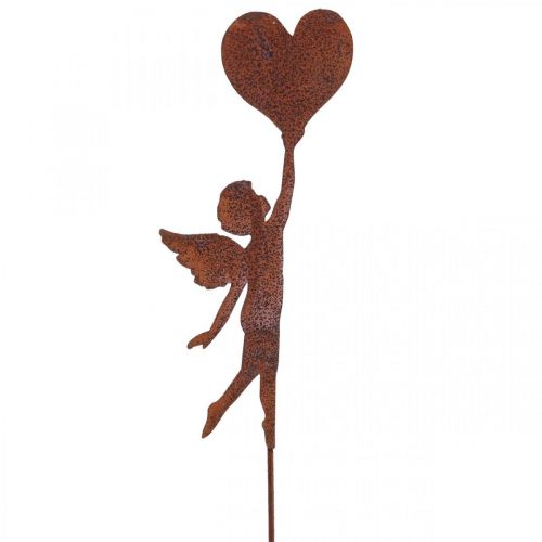 Gartenstecker Rost Engel mit Herz Deko Valentinstag 60cm