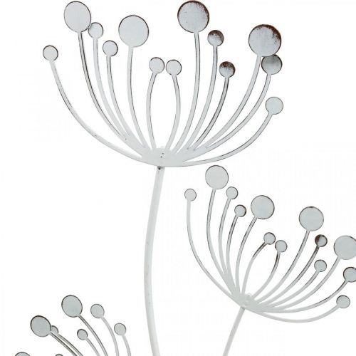 Frühlingsdeko, Dekostecker Blume Shabby Chic Weiß, Silbern L87cm B18cm