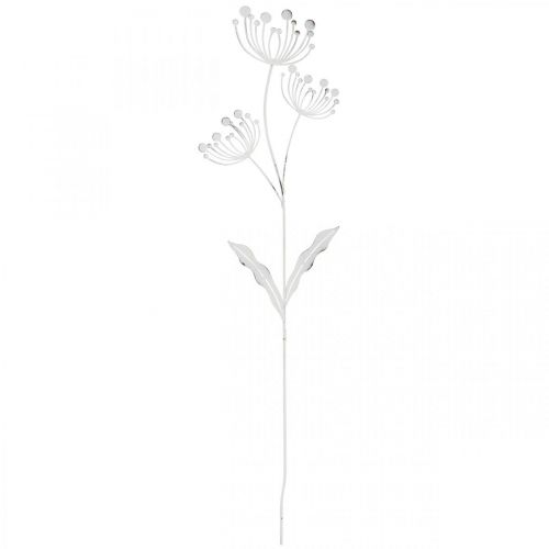 Floristik21 Frühlingsdeko, Dekostecker Blume Shabby Chic Weiß, Silbern L87cm B18cm