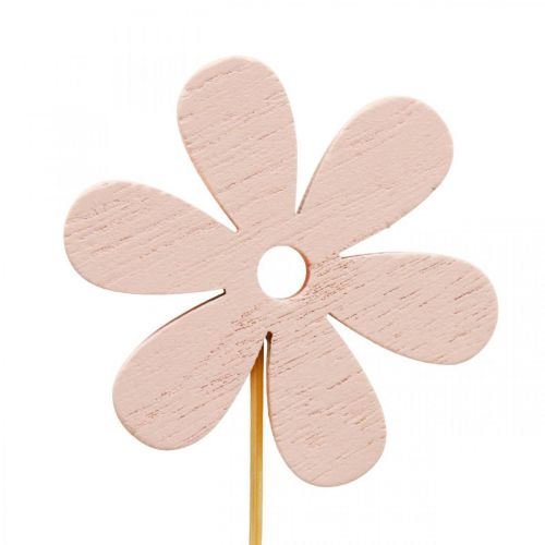 Floristik21 Blumenstecker Holz Dekostecker Blume Farbig 6,5cm 12 St