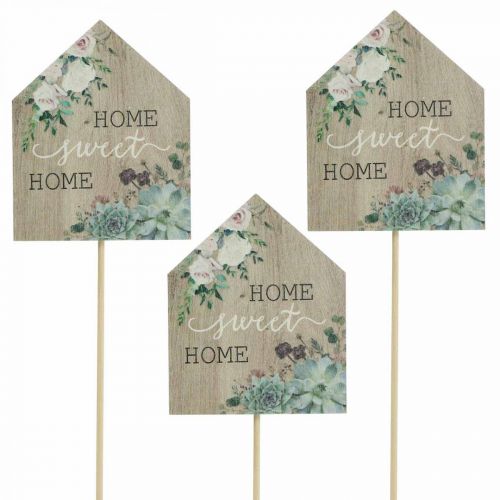 Floristik21 Blumenstecker Holz Home Sweet Home Deko 6,5x7,5cm 18 St
