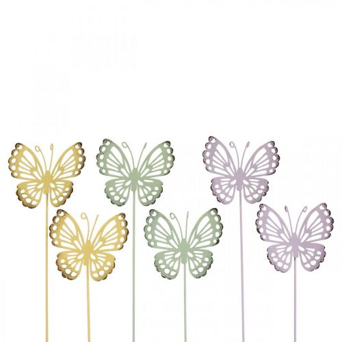 Artikel Gartenstecker Schmetterling Metall Dreifarbig L25cm 6St