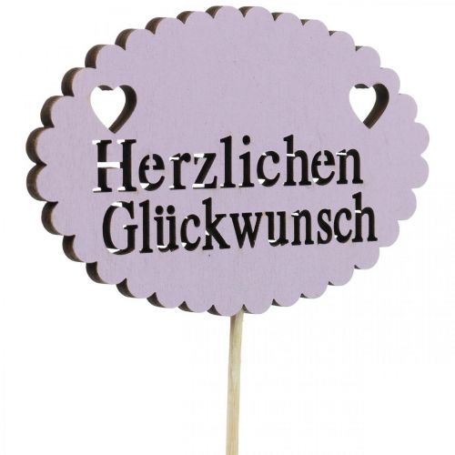 Blumenstecker Schriftzug, Strauß Deko Herzlichen Glückwunsch 9cm 18St