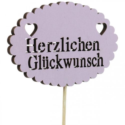 Artikel Blumenstecker Schriftzug, Strauß Deko Herzlichen Glückwunsch 9cm 18St