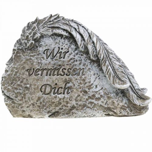 Floristik21 Grabschmuck Engelsflügel und Spruch Kunststein Grau 13cm 3 St