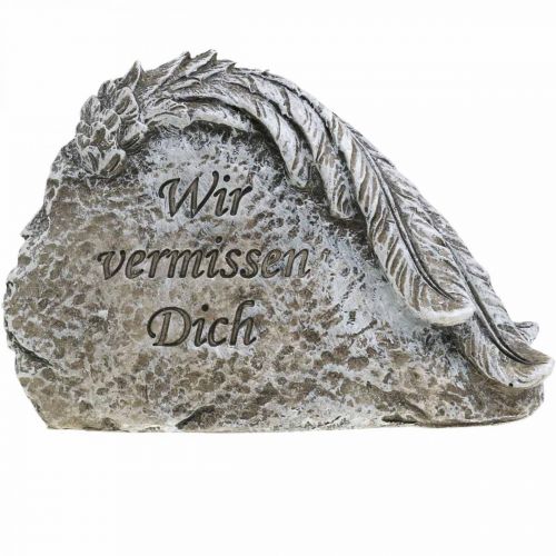 Floristik21 Grabschmuck Engelsflügel und Spruch Kunststein Grau 13cm 3St