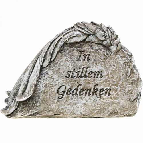 Floristik21 Grabschmuck Engelsflügel mit Spruch Kunststein Grau 16cm 4St