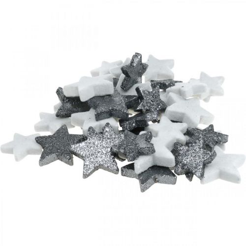 Floristik21 Streudeko Weihnachten Sterne Grau/Schwarz Ø4/5cm 40St