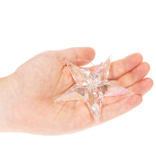 Dekoanhänger Stern Acryl 9cm transparent irisierend 6er-Set | Floristik21.de