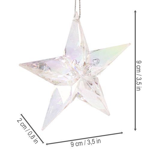 Dekoanhänger Stern Acryl 9cm transparent irisierend 6er-Set | Floristik21.de