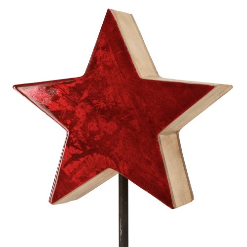 Artikel Stern Deko Natur Rot auf Sockel, festliche Tischdeko, weihnachtlicher Schmuck 20x9,5x50cm