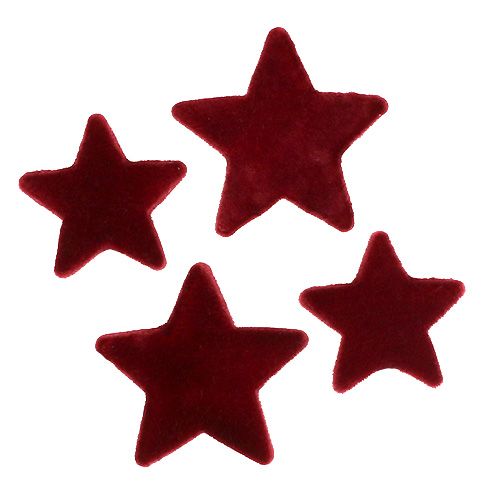 Weihnachtsdeko Sterne Bordeaux Beflockt Tischdeko 4–5cm 40 St