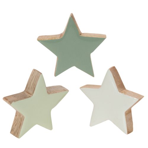 Holzstern-Set 5 cm, 9 Stück, Mintgrün und Weiß, Dekoration