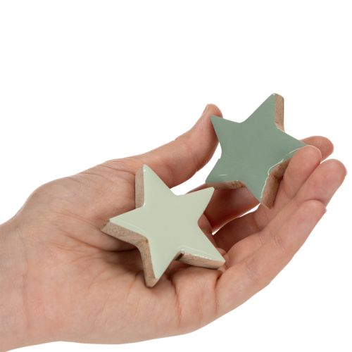 Holzstern-Set 5 cm, 9 Stück, Mintgrün und Weiß, Dekoration | Floristik21.de