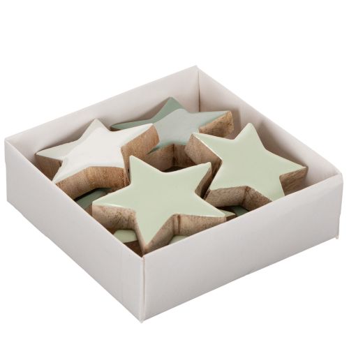 Holzstern-Set 5 cm, 9 Stück, Mintgrün und Weiß, Dekoration | Floristik21.de