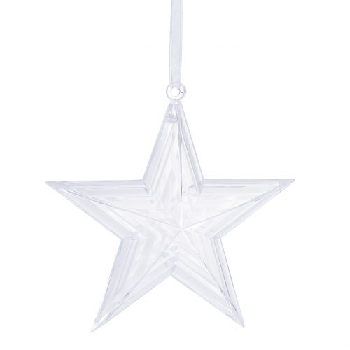 Floristik21 Stern zum Hängen Plastik klar Christbaumschmuck 12cm 6St