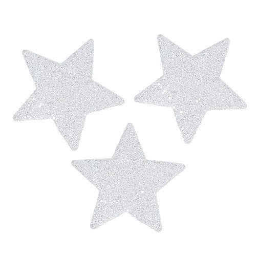 Floristik21 Sterne Weiß 6,5cm mit Glimmer 36St
