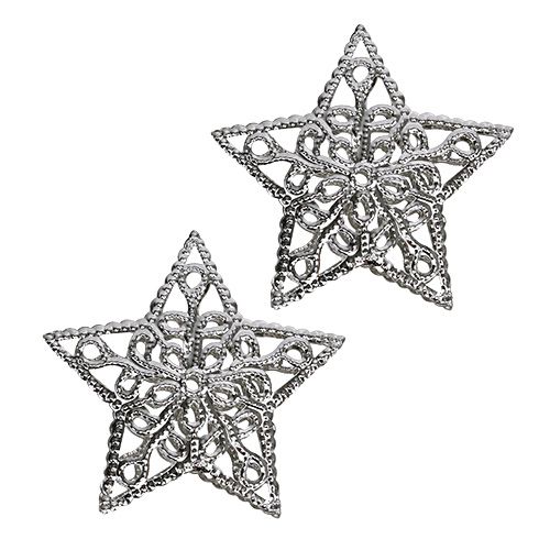 Floristik21 Stern aus Metall Silber 6cm 20 St
