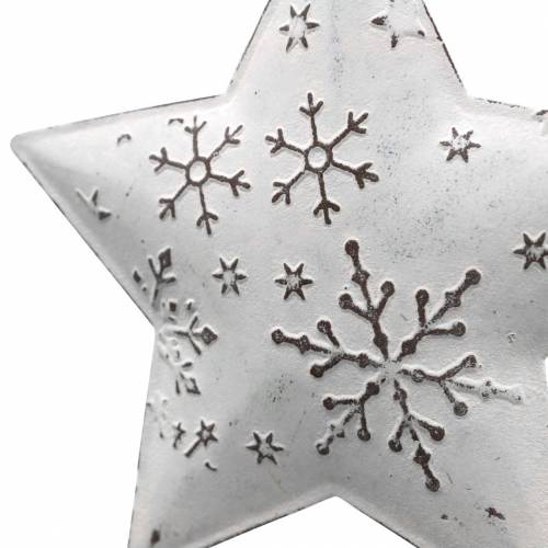 Floristik21 Deko-Hänger Stern und Christbaumkugel mit Schneeflocken Metall Weiß Ø9,5/7,6cm H10/9,2cm 4St
