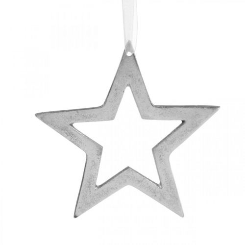 Floristik21 Stern zum Aufhängen Silber Aluminium Weihnachtsdeko 15,5×15cm
