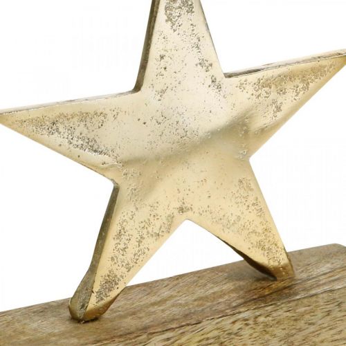 Deko-Stern, Metalldeko auf Mangoholz, Adventsdeko B15cm
