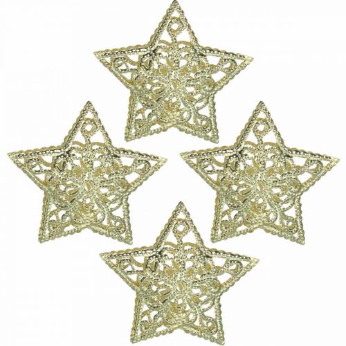 Streudeko-Sterne, Lichterketten-Aufsatz, Weihnachten, Metalldeko Golden Ø6cm 20 St