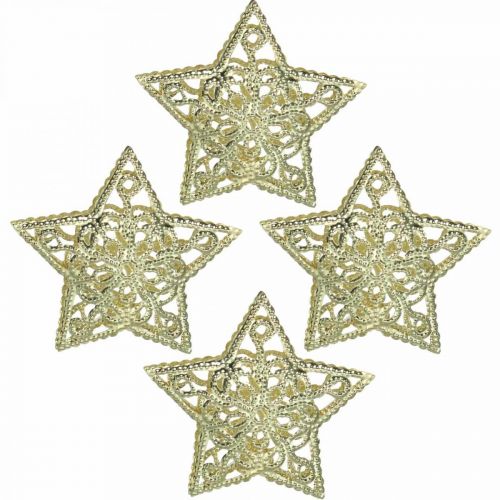 Floristik21 Streudeko-Sterne, Lichterketten-Aufsatz, Weihnachten, Metalldeko Golden Ø6cm 20St