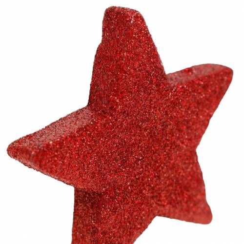 Floristik21 Deko zum Streuen Stern mit Glitter 6,5cm Rot 36St