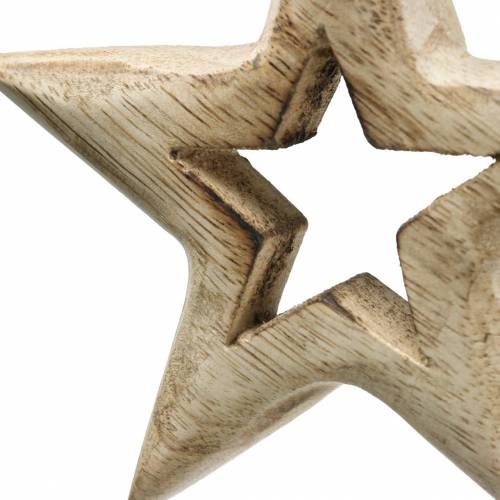 Floristik21 Sterne aus Holz zum Hängen Mangoholz 10,5–11,5cm 8 St
