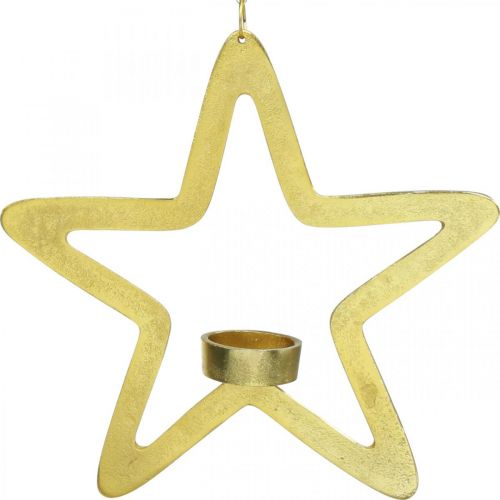 Deko Stern Teelichthalter Metall zum Hängen Golden 24cm