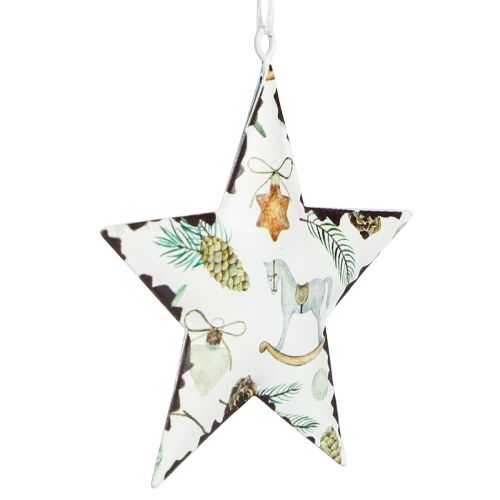 Artikel Sternanhänger mit weihnachtlichen Motiven, Christbaumschmuck Ø8cm, Metall, Set 6 St.
