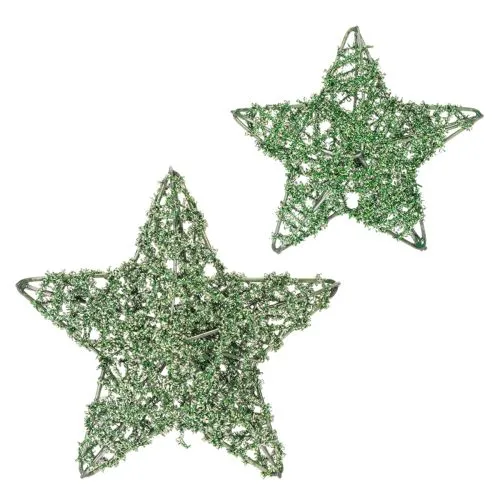 Drahtstern Set grün 12 Stück 7cm und 10cm Innenbereich